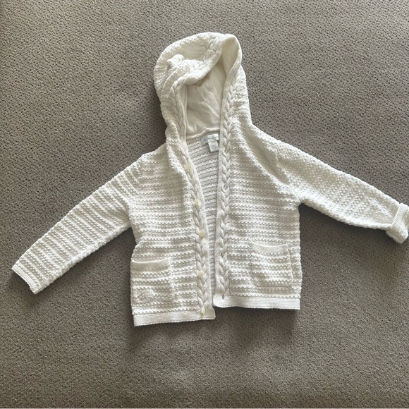 Cozy White Kids Hooded Cardigan with Ears RALPH LAUREN - Picture 1 of 5